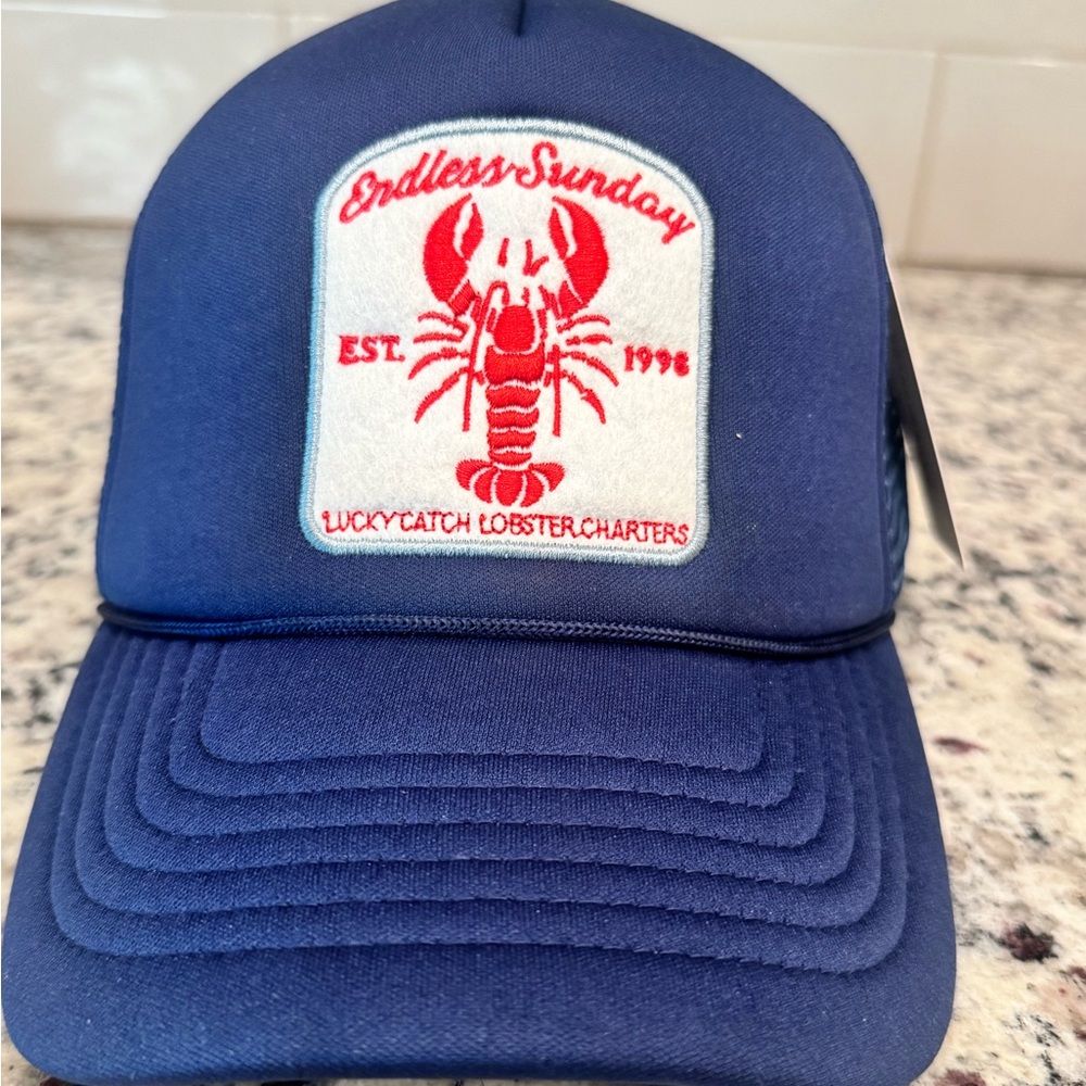 Anthropologie Endless Sunday Blue Trucker Hat